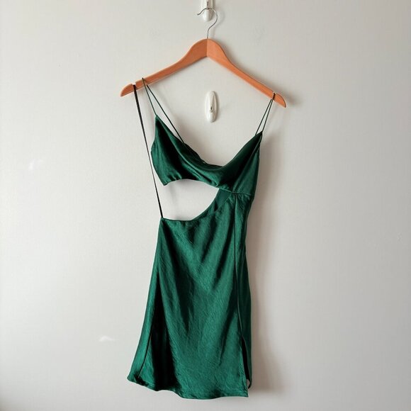 Hello Molly Bar Top Dancing Satin Dress Green Teal Size Small/4 - Picture 5 of 8